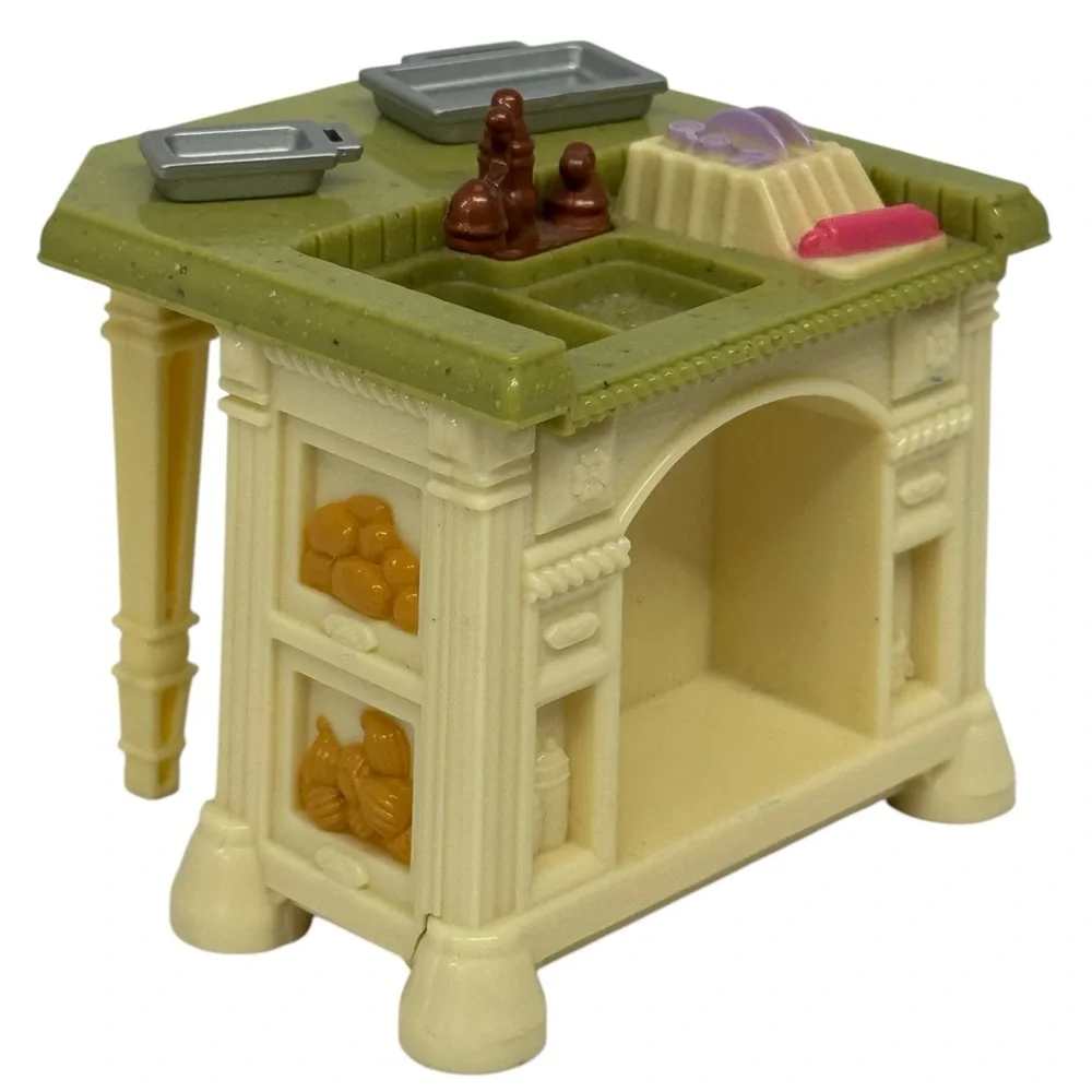Fisher Price Loving Family Dollhouse Kitchen Sink Island-Refrigerator Food Lot